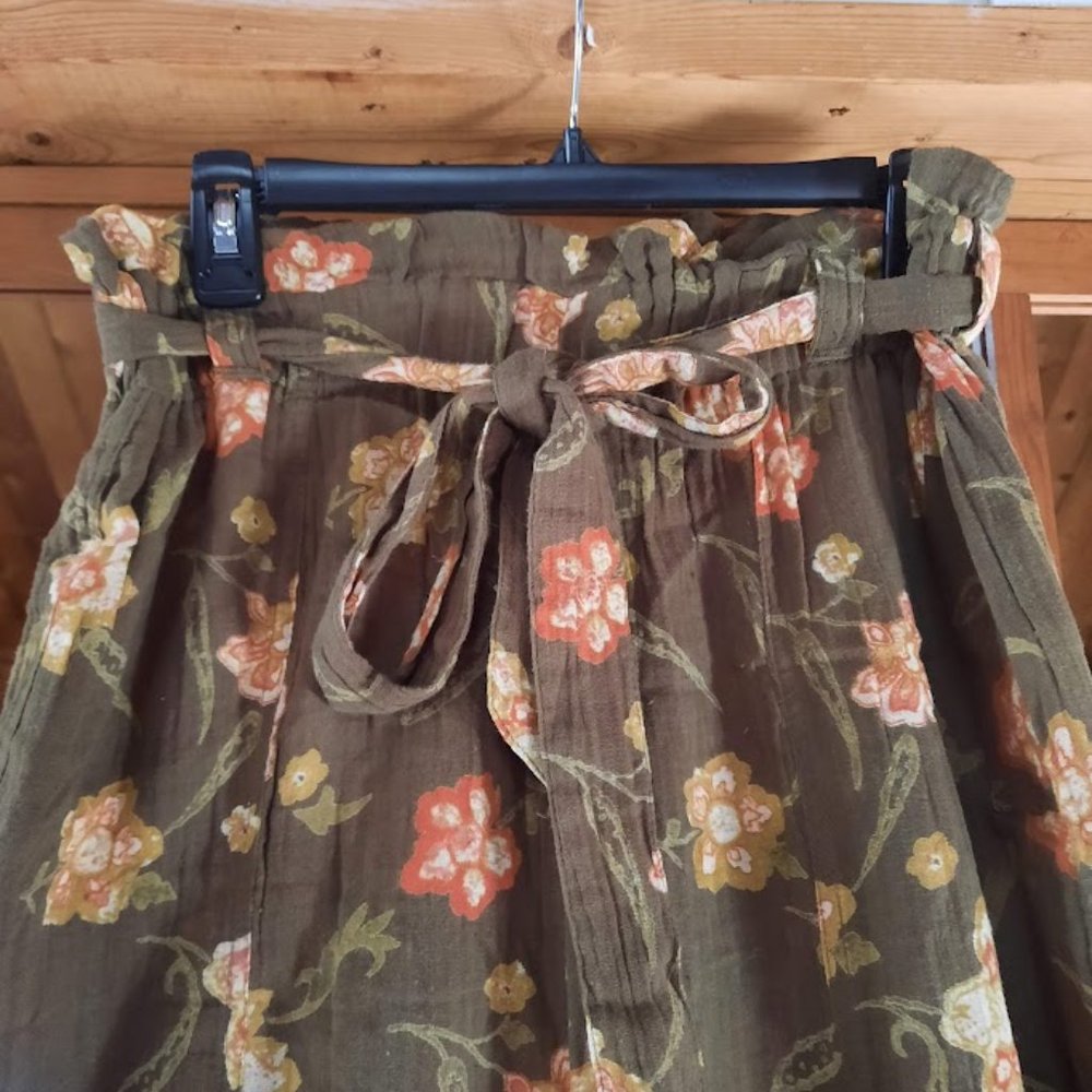 Free People In the Midnight Hour Paperbag Waist Cotton Gauze Floral Pants NWT M - Picture 3 of 10